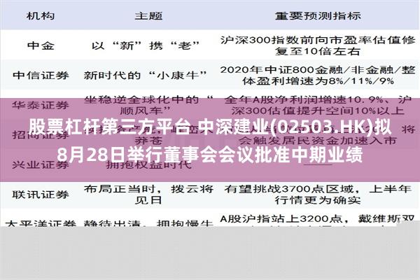 股票杠杆第三方平台 中深建业(02503.HK)拟8月28日举行董事会会议批准中期业绩