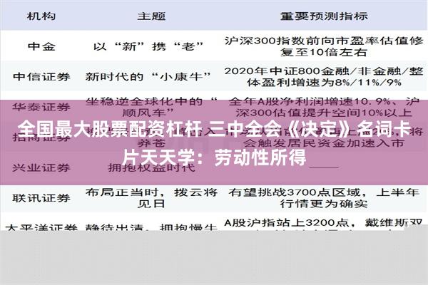 全国最大股票配资杠杆 三中全会《决定》名词卡片天天学：劳动性所得