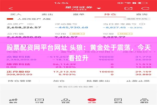 股票配资网平台网址 头狼：黄金处于震荡，今天看拉升